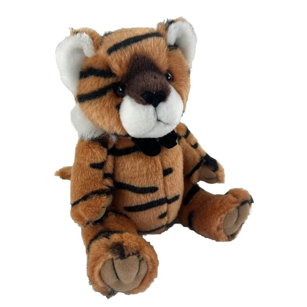 Vintage Steven Smith Stuffed Animal Plush Tiger Wearing Bowtie Kitschy Toy Gift